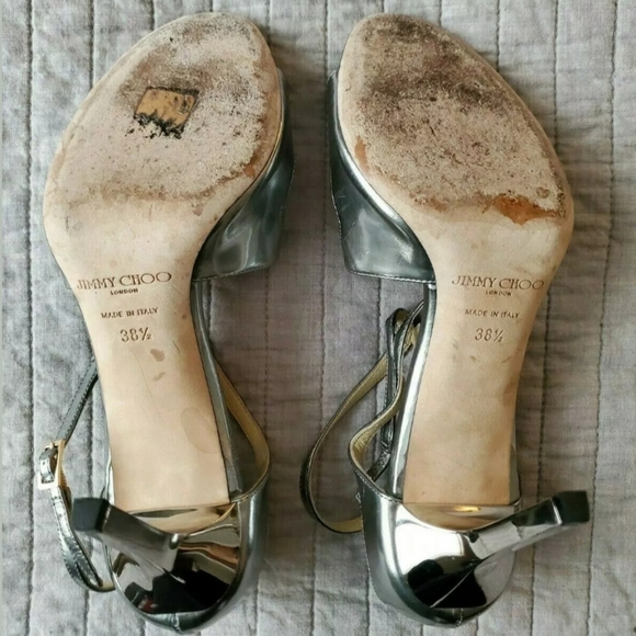 Jimmy Choo Ivette Silver Leather Strappy Sandals - Picture 10 of 11